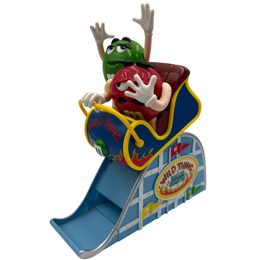 M&M's Wild Thing Roller Coaster Candy Dispenser Red & Green Characters Vintage